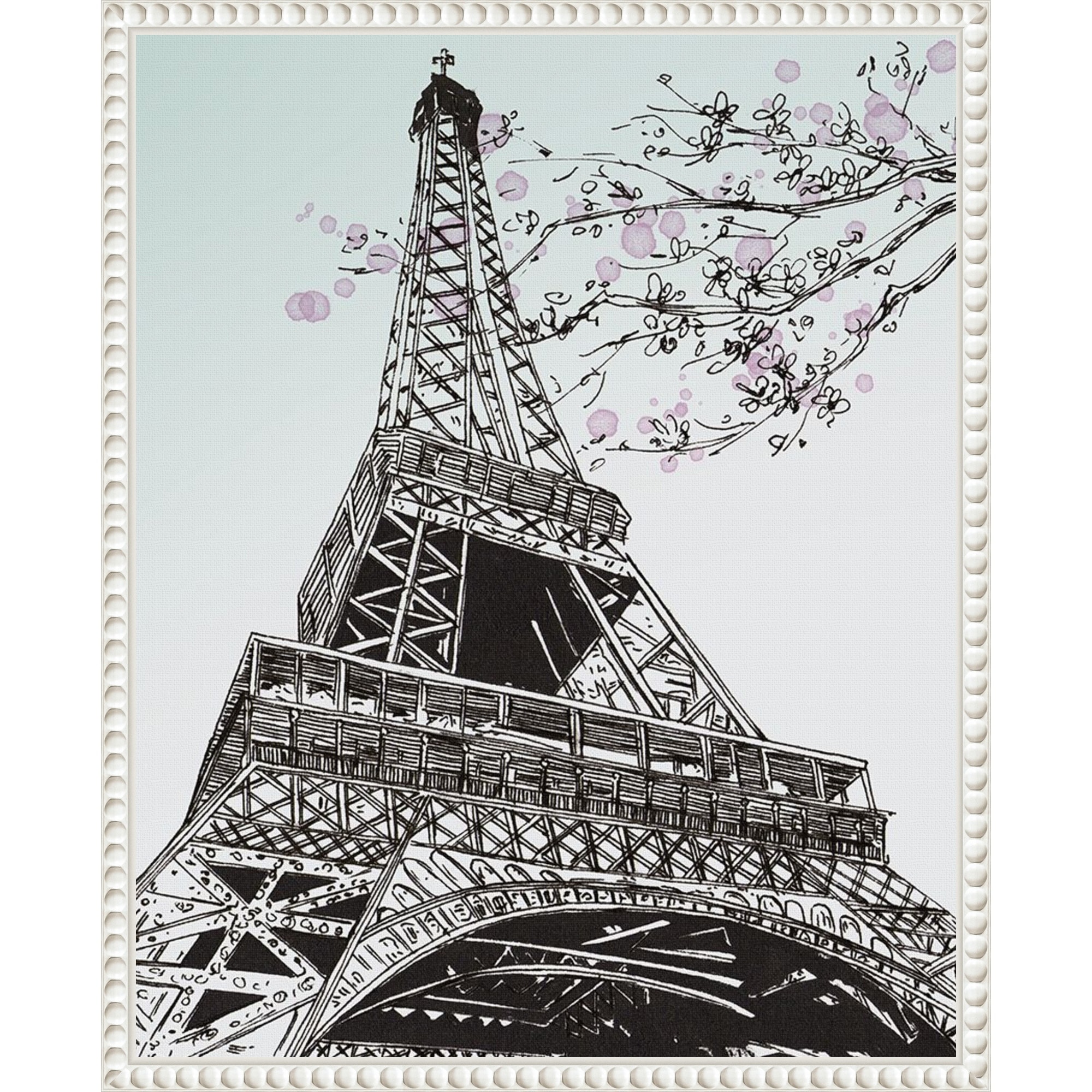Spring in Paris I by Melissa Wang Framed Canvas Wall Art Print - Sylvie Beaded White