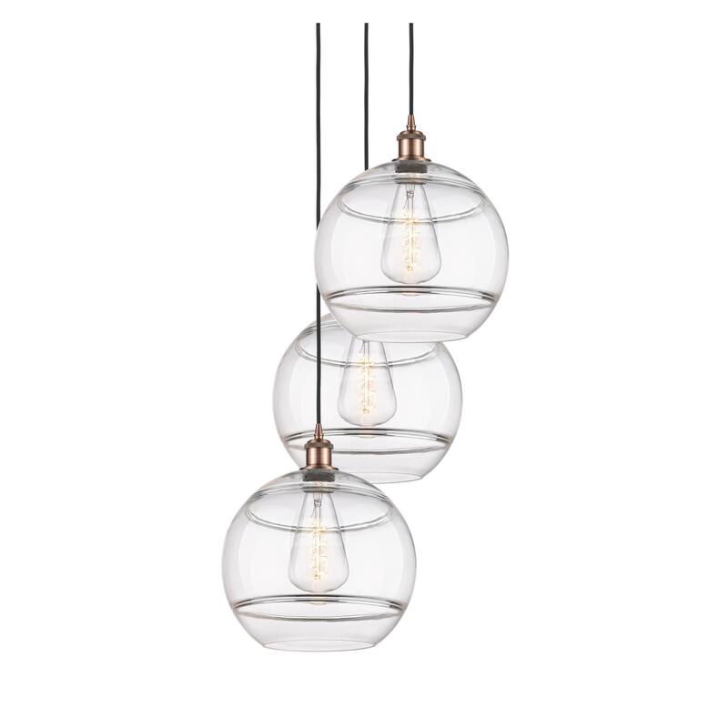 Innovations Lighting 113B-3P-41-19 Rochester Pendant Rochester 3 Light - Antique Copper / Clear