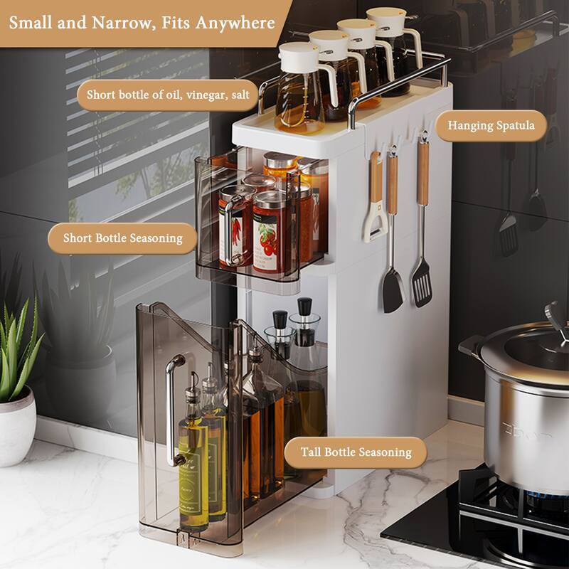Desktop Narrow Storage Cabinet, Household Kitchen Storage Rack Multifunctional Spice Jar Rack