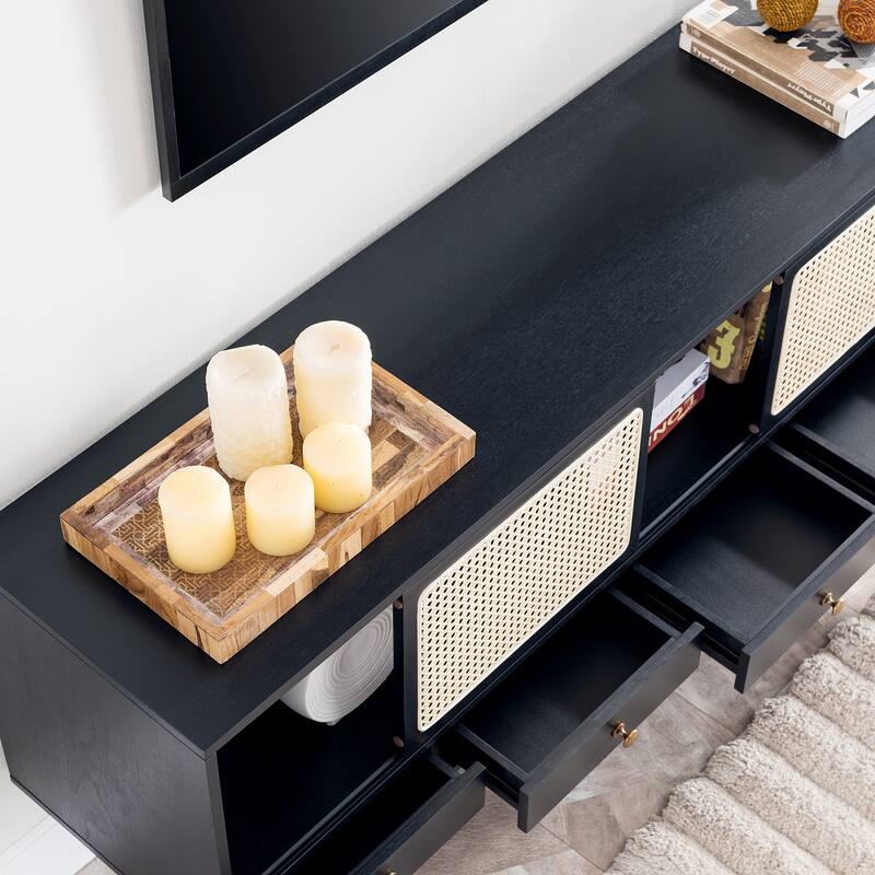 SEI Furniture Mid-century Modern TV Stand Media Console for TV's up to 68"