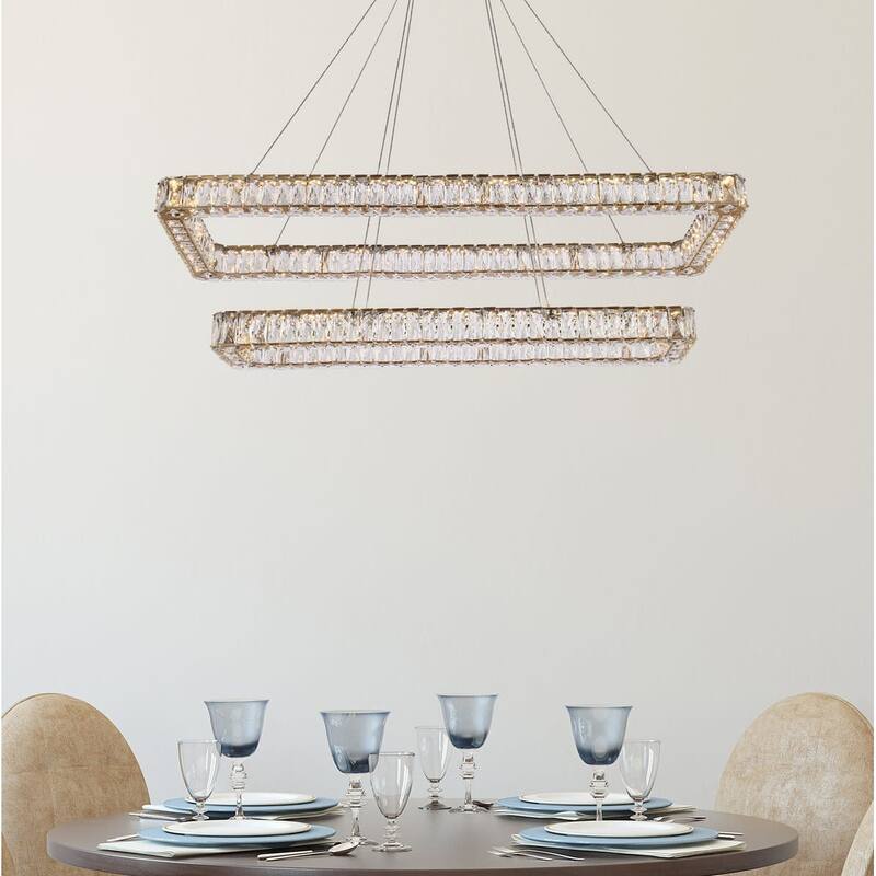 Elegant Lighting 3504G50L2 Monroe 50" Wide LED Crystal Linear