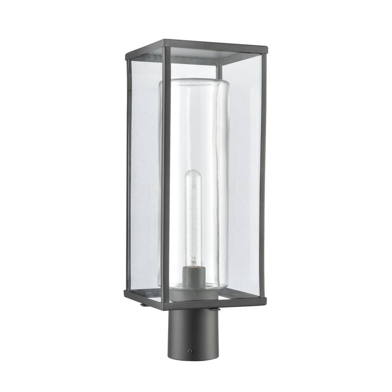 1-Light Rectangular Lantern Outdoor Post Light - 19.75" - Matte Black