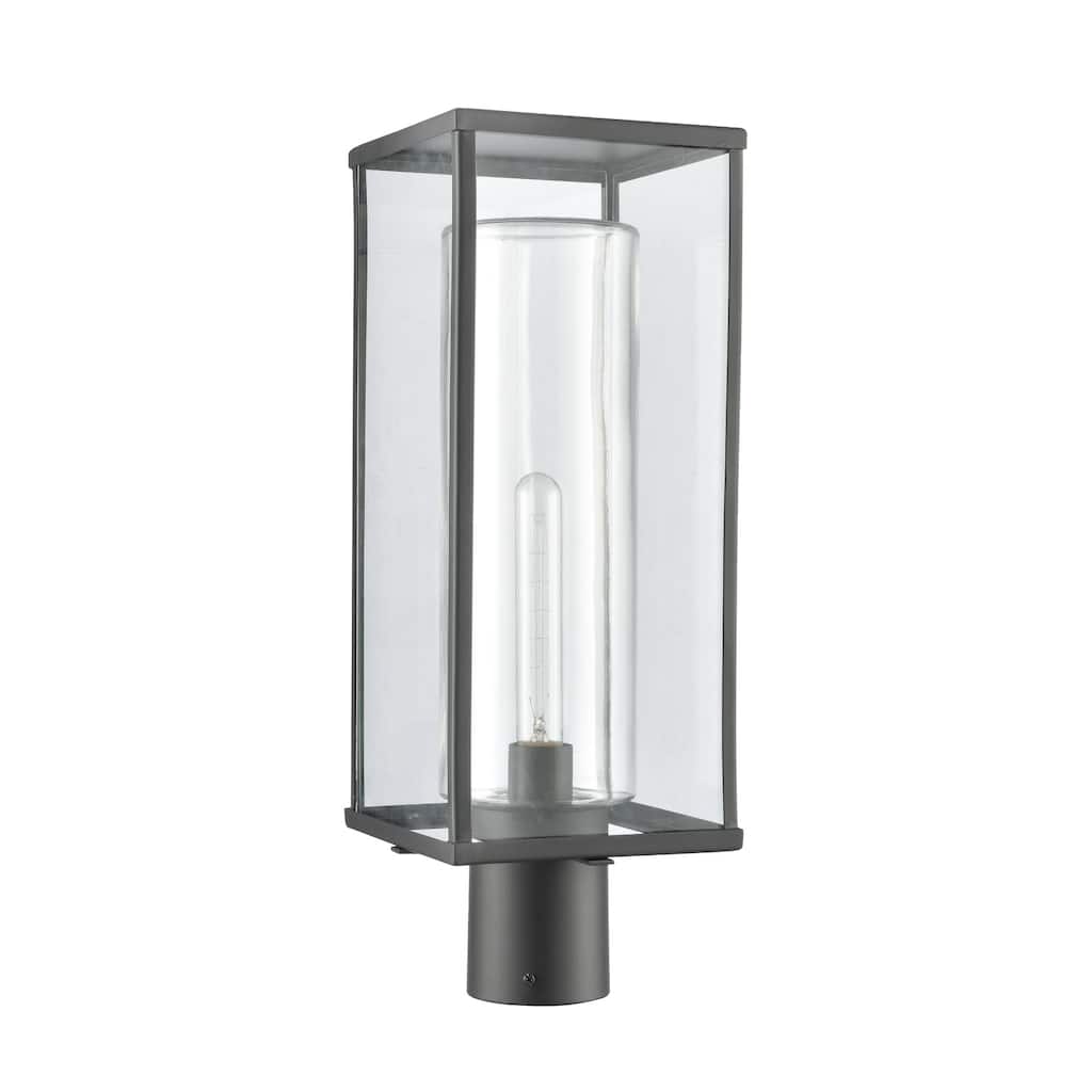 1-Light Rectangular Lantern Outdoor Post Light - 19.75" - Matte Black