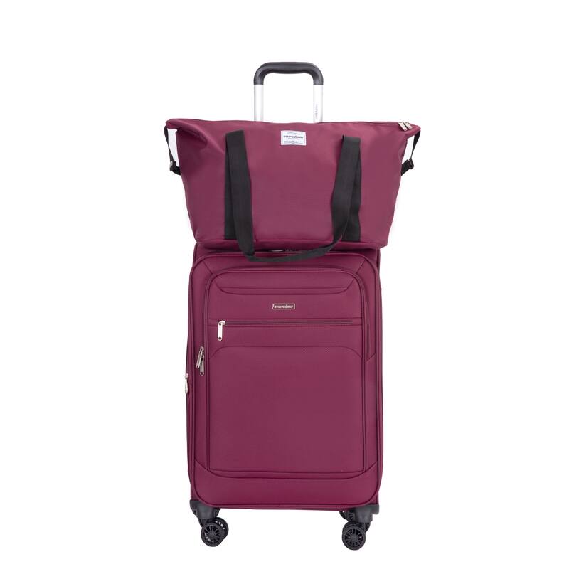 3-Piece Set (18/Travelbag /toiletry bag) ,Softshell Suitcase Spinner Wheels Terylene Polyester Luggage Sets