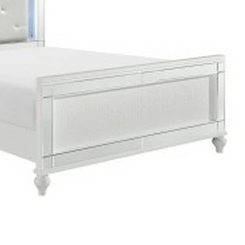 Quinn Modern Queen Size Bed, Back Lit LED Headboard, Crisp White Finish