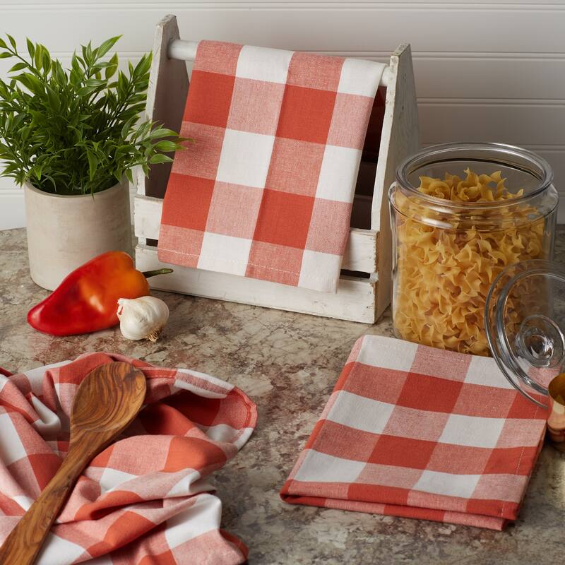 DII Vintage Red Buffalo Check Dishtowel (Set of 3)