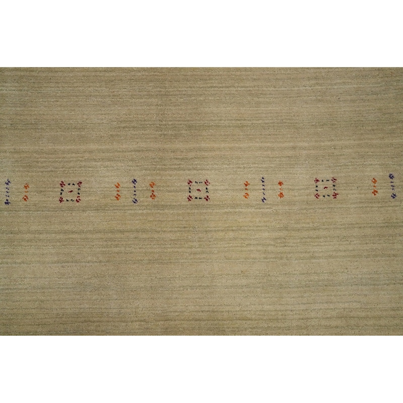 Hand Knotted Oriental 100% Wool Carpet Tribal Animal Pictorial Beige & Ivories Gabbeh Area Rug - 11' 8'' X 4' 11''