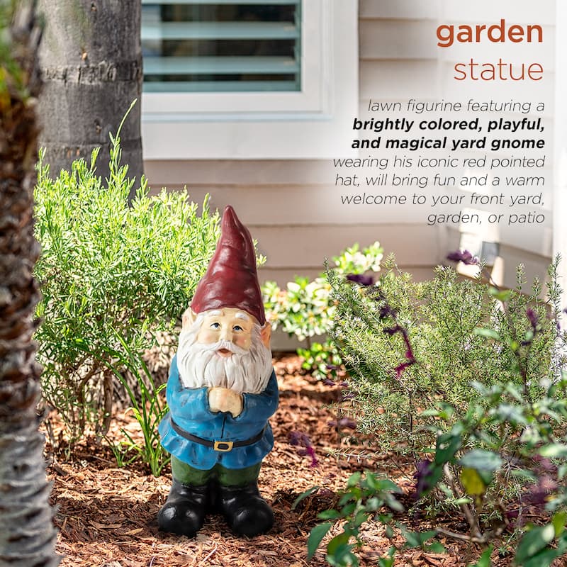 Gnome Folding Hands Looking Up Garden Statue