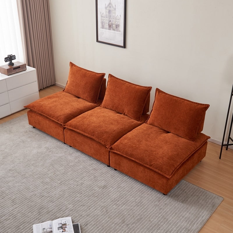 Armless Super Soft Chenille Modular Sofa Design (2 & 3 Seater)