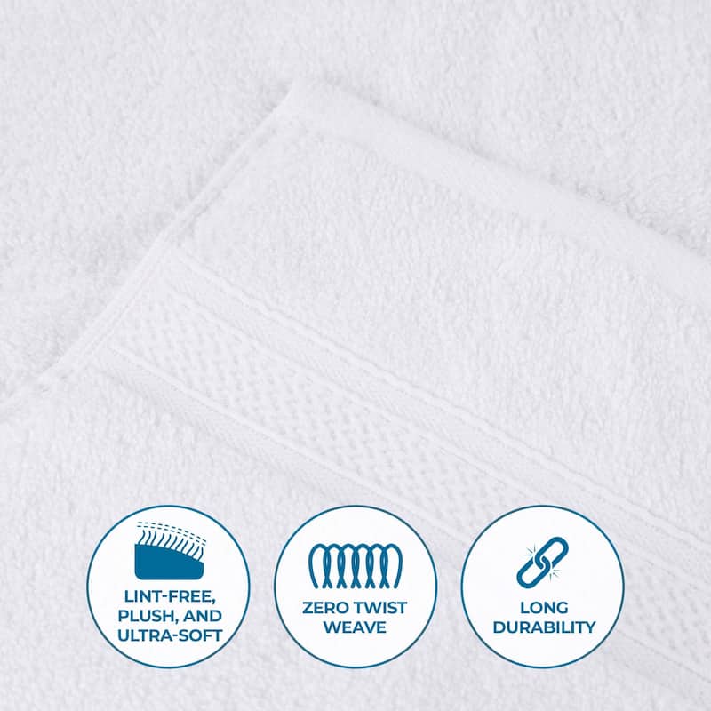 Superior Chevron Zero Twist Solid and Jacquard Cotton Hand Towel Set of 6