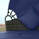 preview thumbnail 17 of 15, Outsunny 4pc Rattan Patio Furniture Set, Round Convertible Daybed or Sunbed, Adjustable Sun Canopy, Sectional Outdoor Sofa