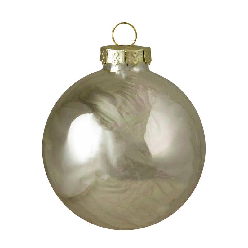 2-Finish Glass Ball Christmas Ornaments - 2.5" (65mm) - Champagne Gold - 9ct