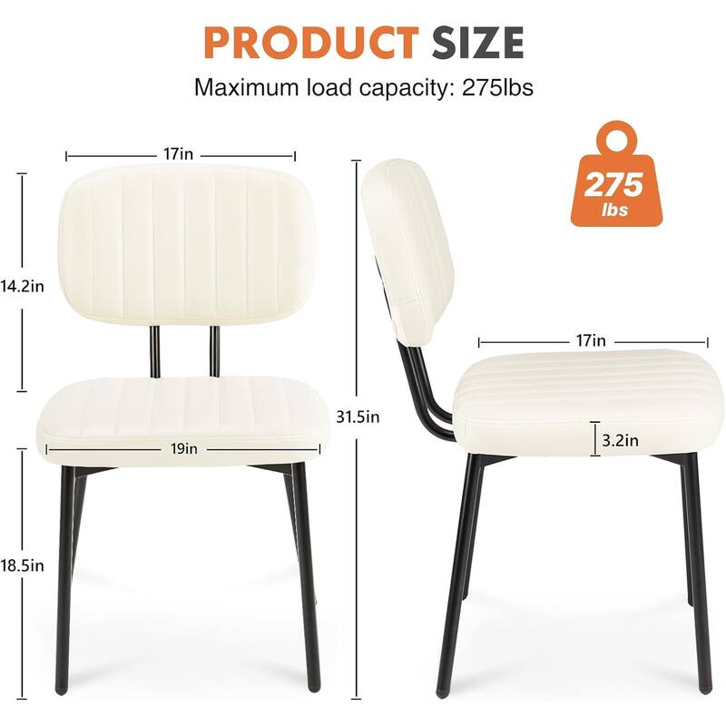 Dining Chairs Set of 2, Upholstered Faux Leathe Kitchen Dining Room Accent Chairs for Kitchen, Living Room