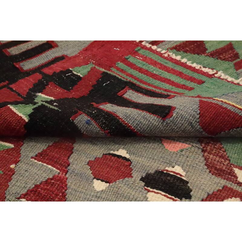 Hand Woven Oriental 100% Wool Carpet Southwestern Tribal Multi-Colored Kilim Area Rug - 9' 10'' X 5' 9''
