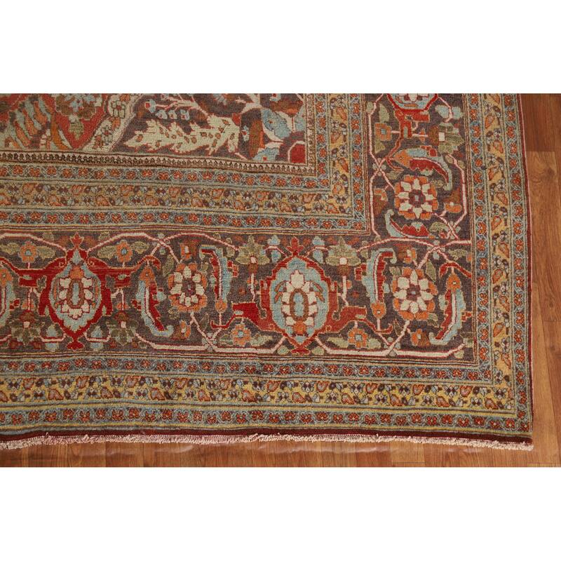 Hand Knotted Oriental 100% Wool Carpet Traditional Medallion Oranges & Rust Tabriz Area Rug - 14' 10'' X 11' 3''