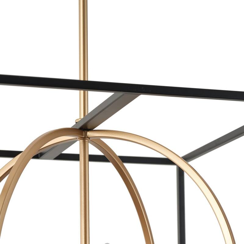 Industrial 4-Light Cube Pendant Chandelier with Matte Black and Gold Finish