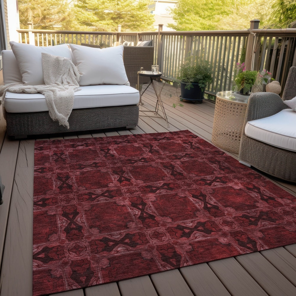 Machine Washable Indoor/ Outdoor Boho Medallions Chantille Rug