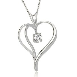 Sterling Silver 0.02 CTtw Diamond Square Shape Solitaire Look Necklace ...