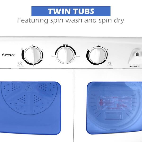 Costway 17.6lb Portable Mini Compact Twin Tub Washing Machine Washer