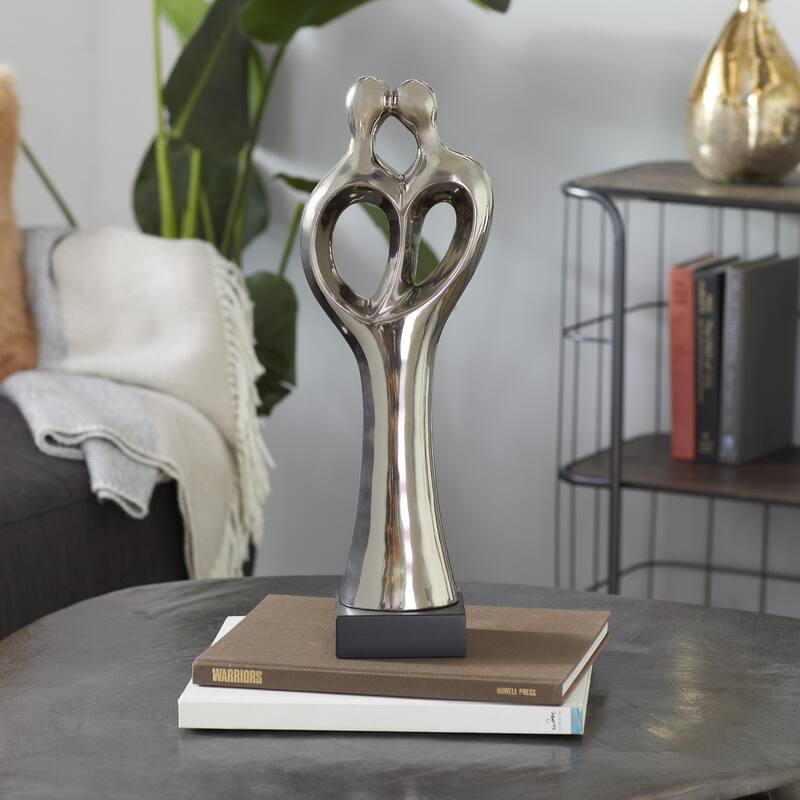 Porcelain Ceramic Family Decorative Sculpture - Silver - Roche River Decor
