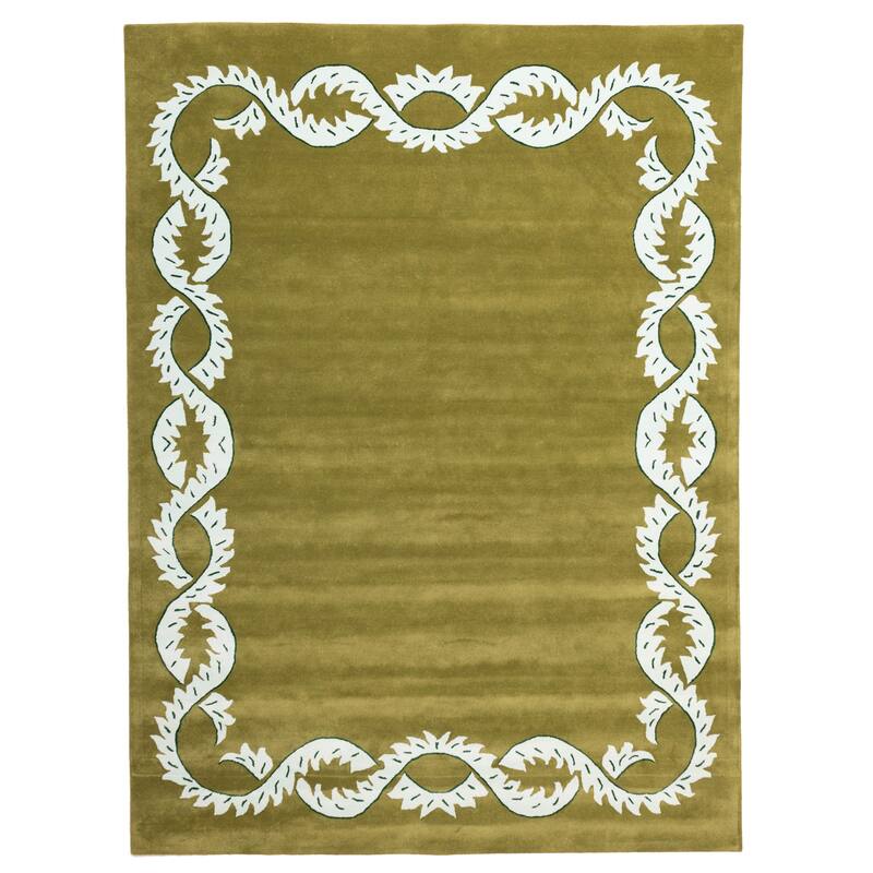 ECARPETGALLERY Hand Tufted Timeless Olive Wool Rug - 9'1 x 12'0