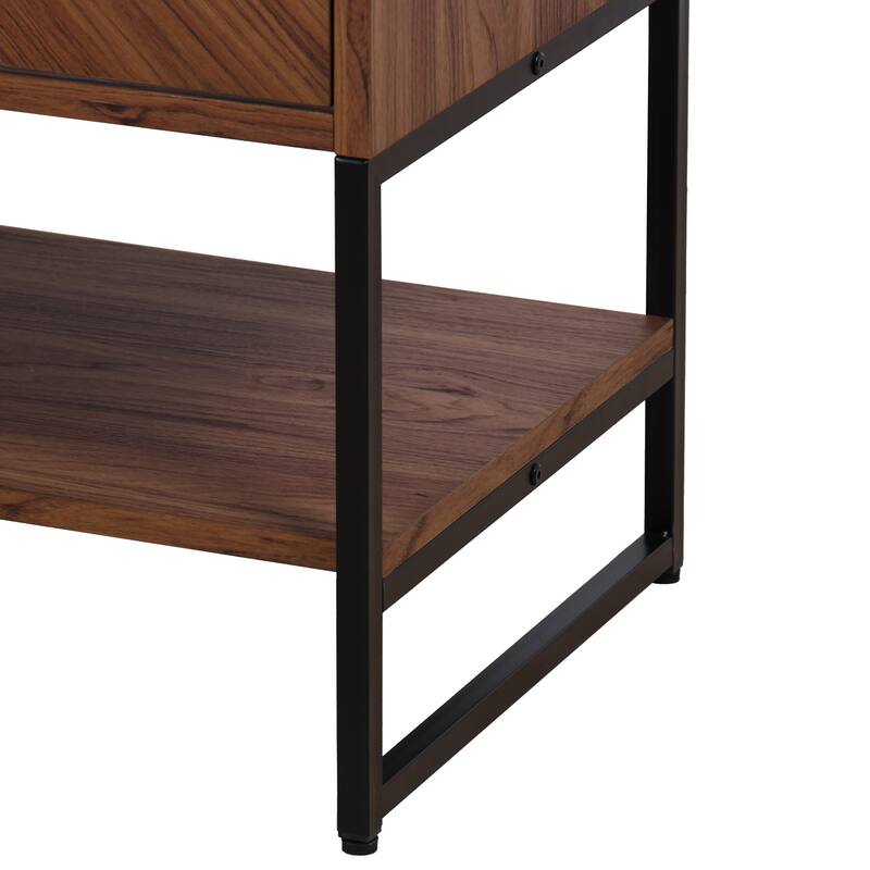 Juhl Chevron-Front Modern Minimalist 2-Shelf Bath Vanity Cabinet Only (Sink Basin Not Included), By JONATHAN Y