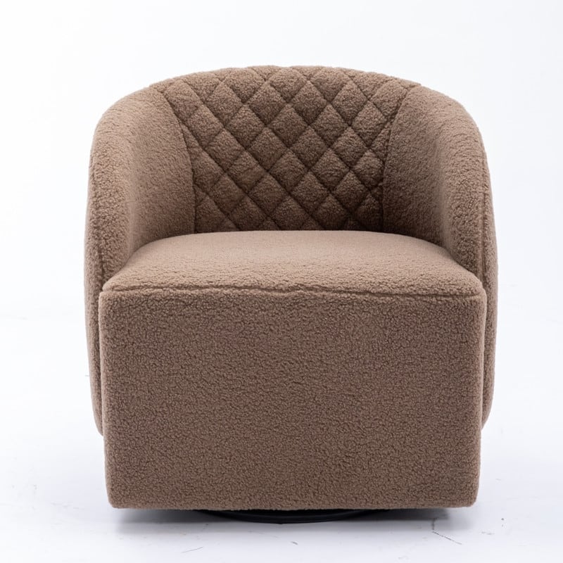 21.06"Seat Width Soft Teddy Fabric Swivel Chair For Living Room