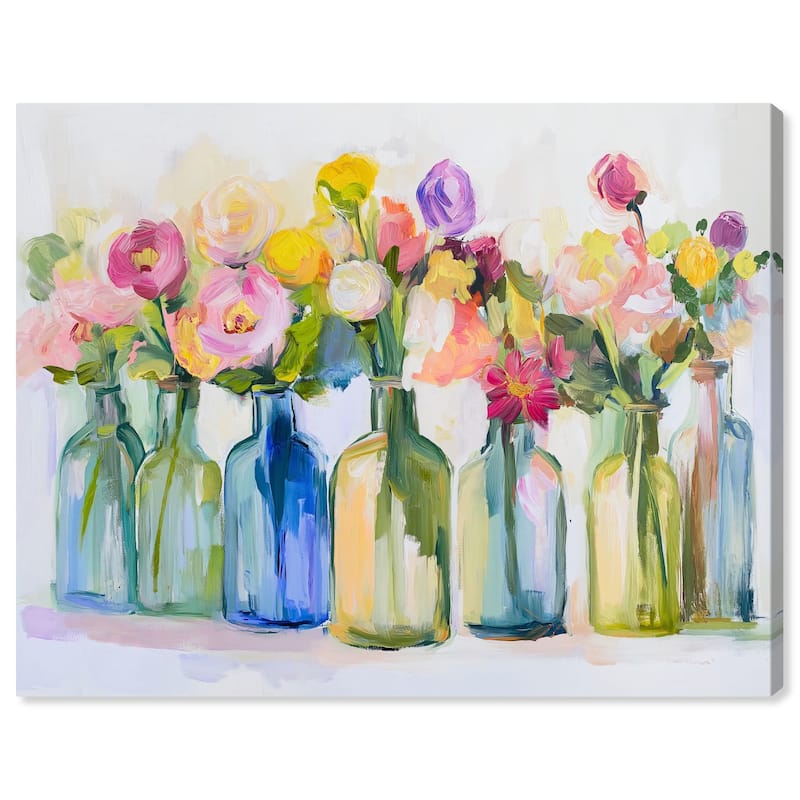 Bottles and Blooms Canvas by Art Remedy, Gallery Wrapped - 45" x 36"
