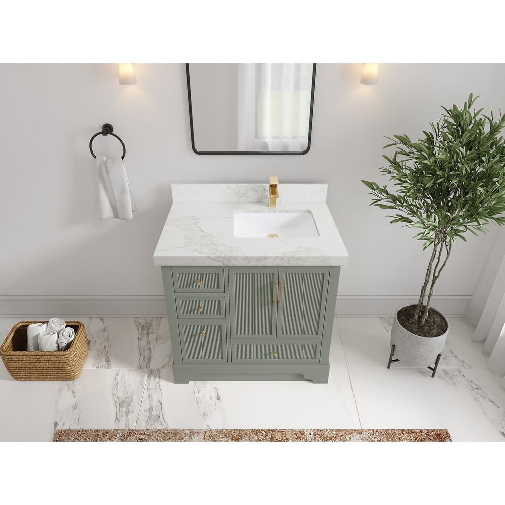 Willow Collections 36 in. W x 22 in. D Alys Right Offset Sink Bathroom Vanity with Countertop