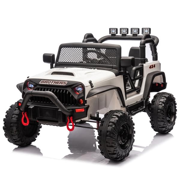 slide 2 of 80, 24V Ride-On Car for Kids w/ Remote Control, LED Lights, Dual 200W Motors White