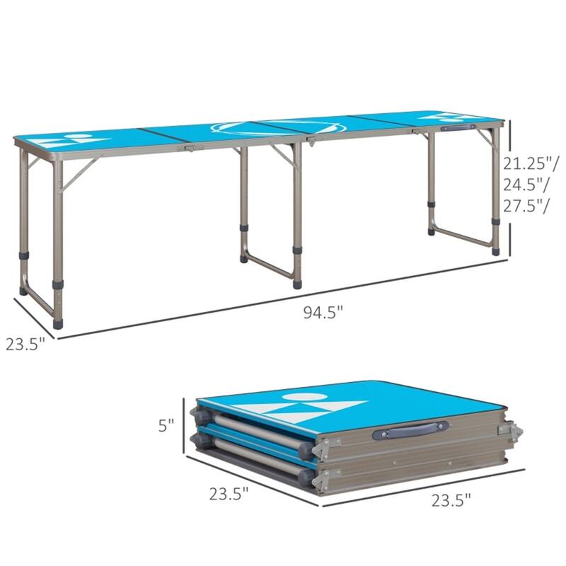 Lightweight Portable Folding Picnic Table with Three Height Settings and Aluminum Frame
