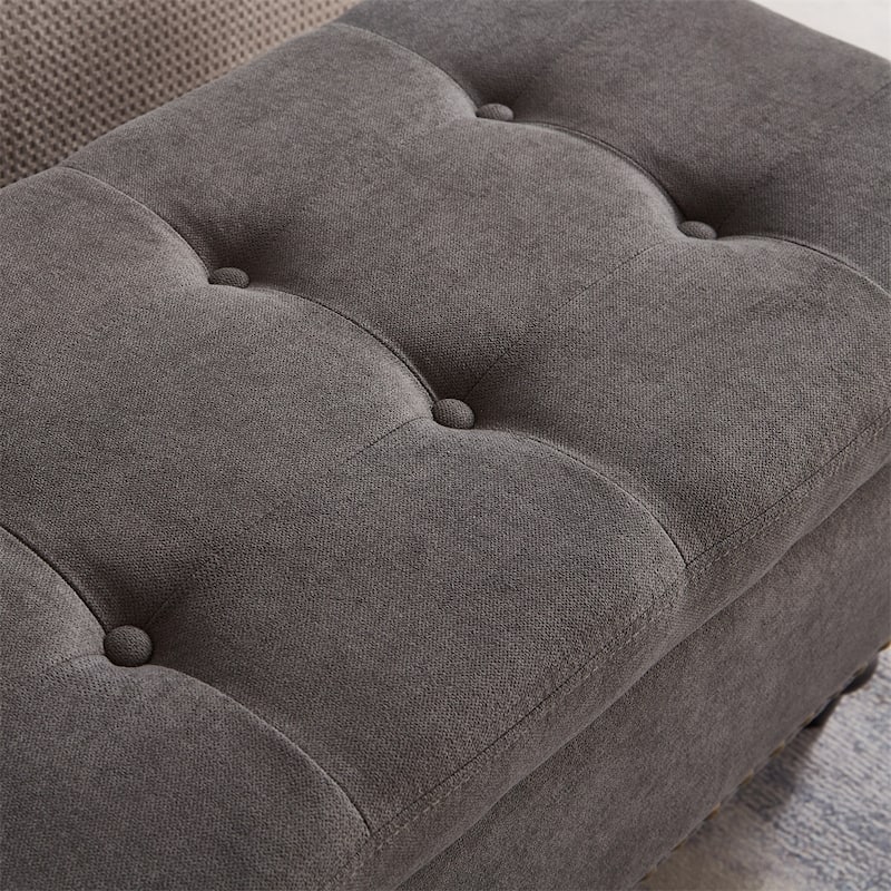 59" Bed Bench Ottoman with Storage Fabric