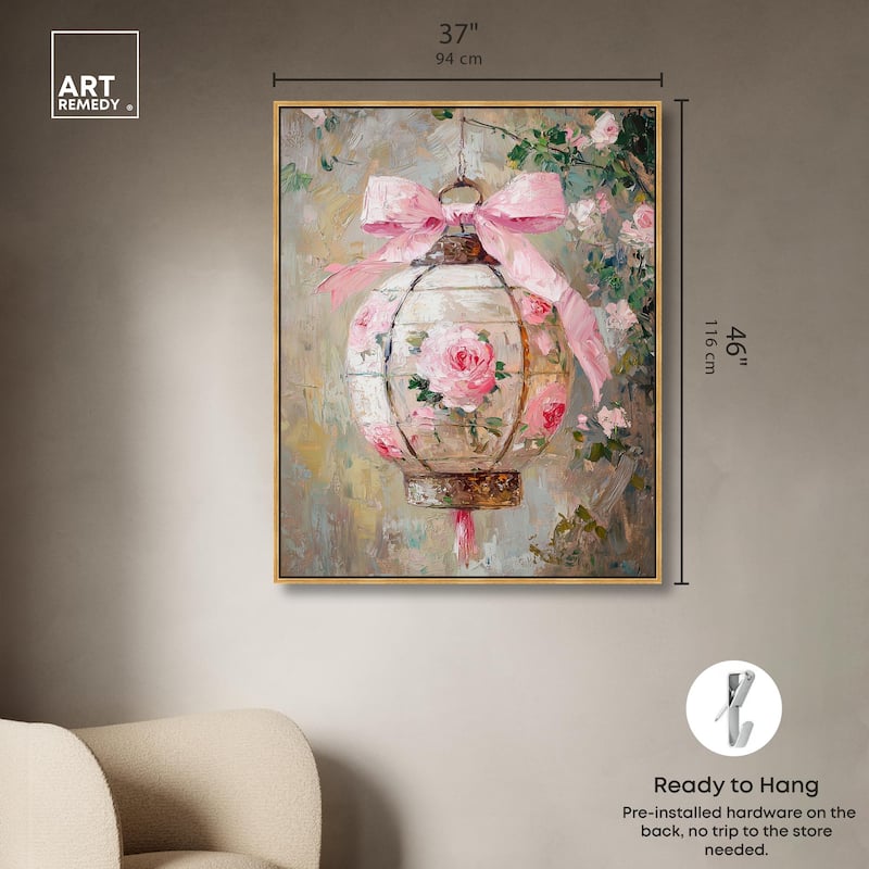 Rose Garden Lantern Canvas by Art Remedy