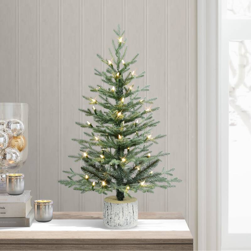 Puleo International 3 ft. Pre-Lit Potted Blue Arctic Fir Artificial Tree