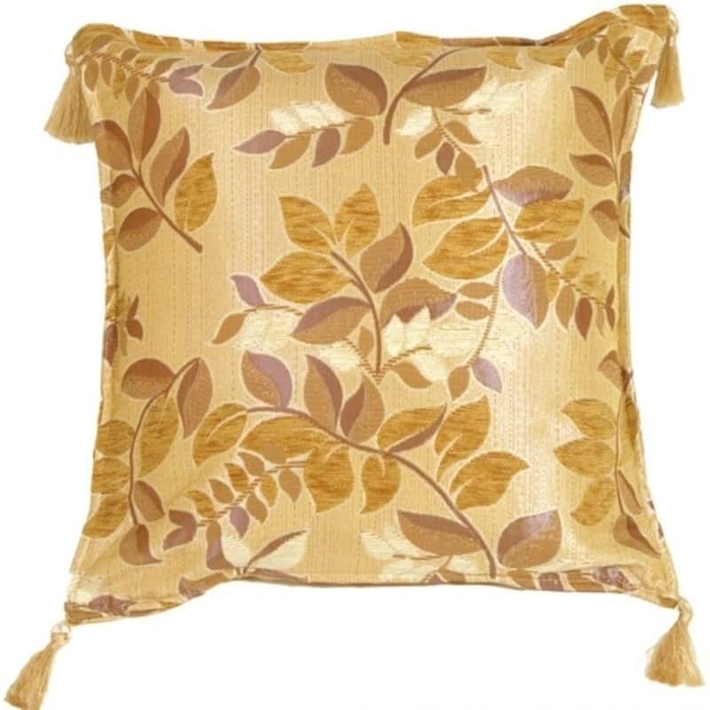 Leaf Textures in Neutral and Cream Cotton 17x17 Throw Pillow with Polyfill Insert