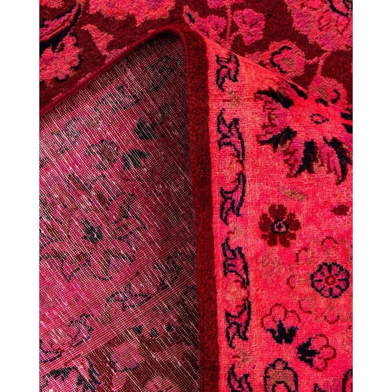 Overton Hand Knotted Wool Vintage Inspired Modern Contemporary Overdyed Pink Area Rug - 4' 2" x 6' 4"
