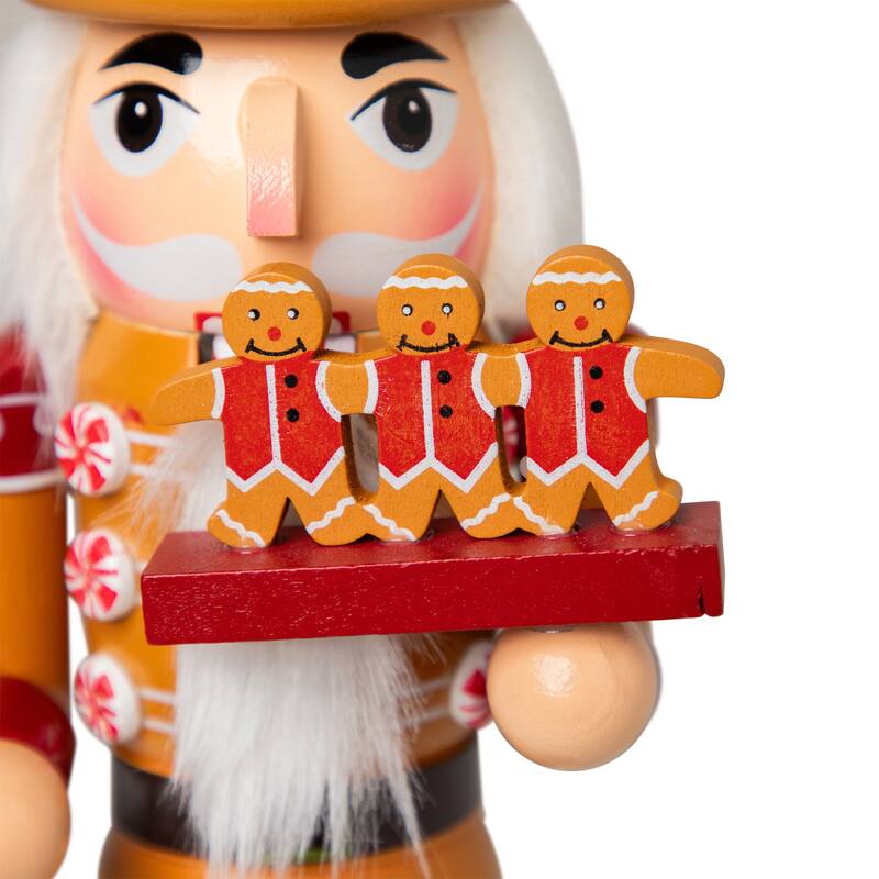 Peppermint Gingerbread Wooden Christmas Nutcracker - 14"
