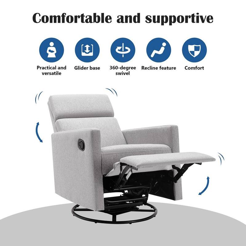 Modern 360° Swivel Sliding Linen Upholstered Recliner