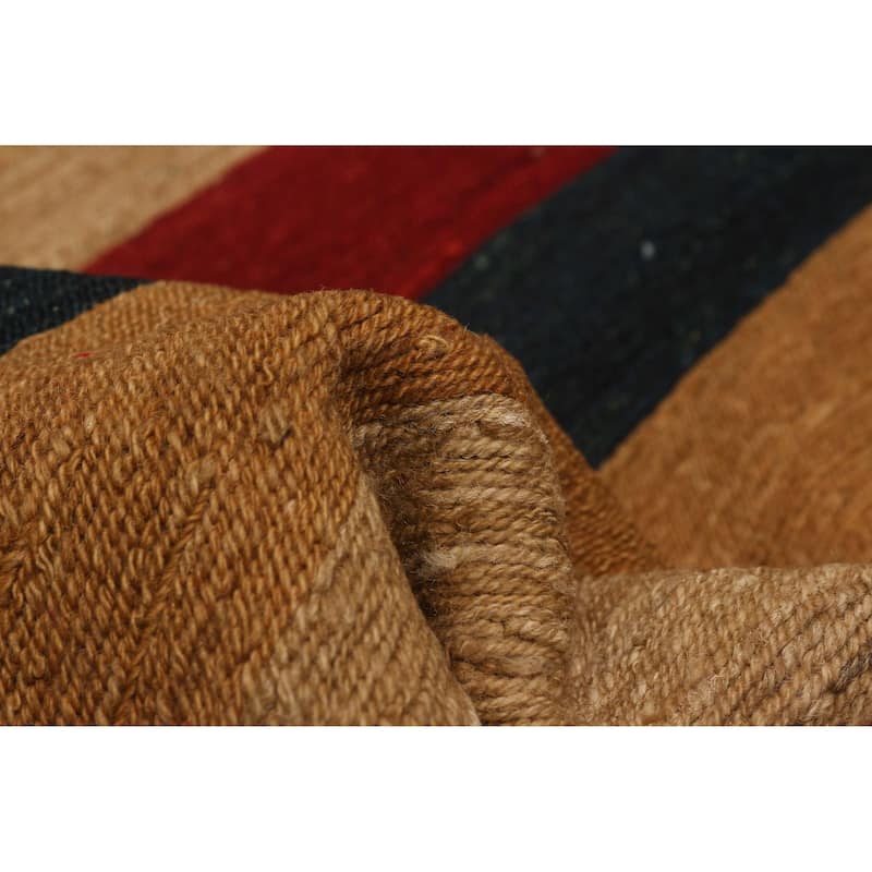 ECARPETGALLERY Flat-Weave Natural Brown, Red Wool Tapestry Kilim - 8'1 x 10'4