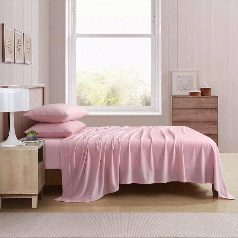 Aeropostale Super Soft Heather Pink Jersey Knit Sheet Set All-Season Comfort