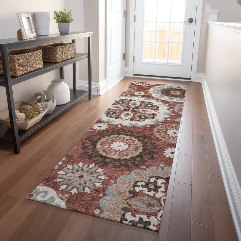 Premium Washable Super Soft Boho Suzani Mayfield Rug - Paprika - 2' 3" x 7' 6" - Runner