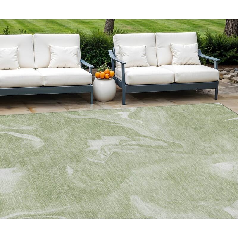 HomeRoots Abstract Transitional Rectangle Outdoor Rug - 8' X 10'