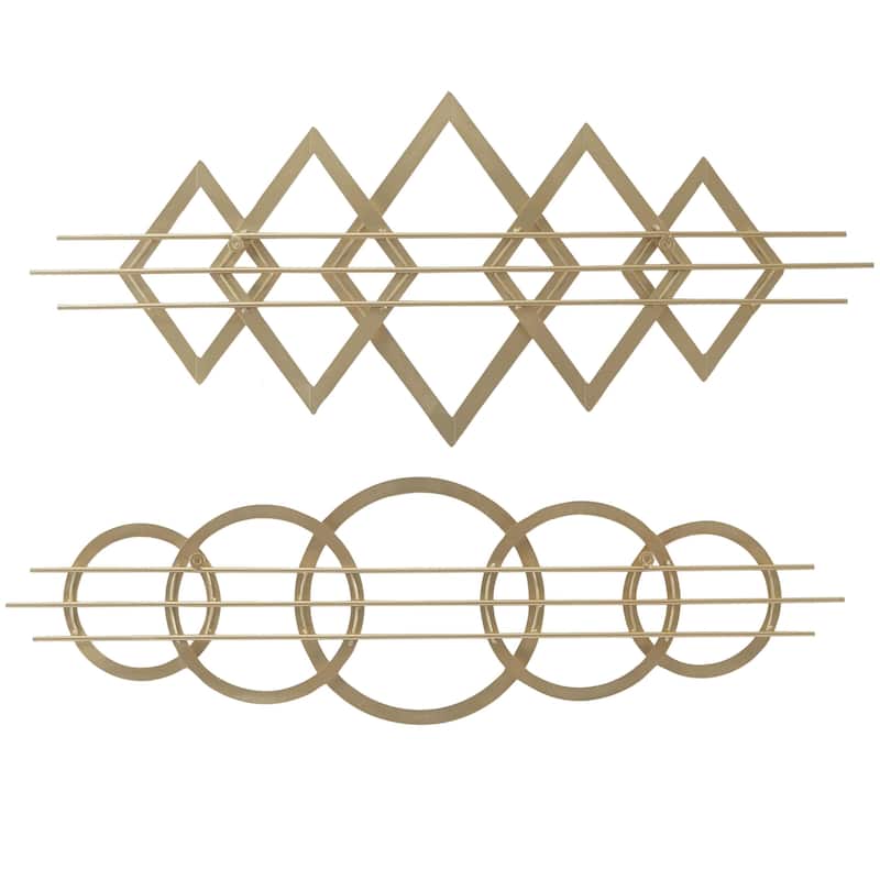 Metal Geometric Triangles and Circles Wall Decor - Set of 2 Gold - Roche River Decor