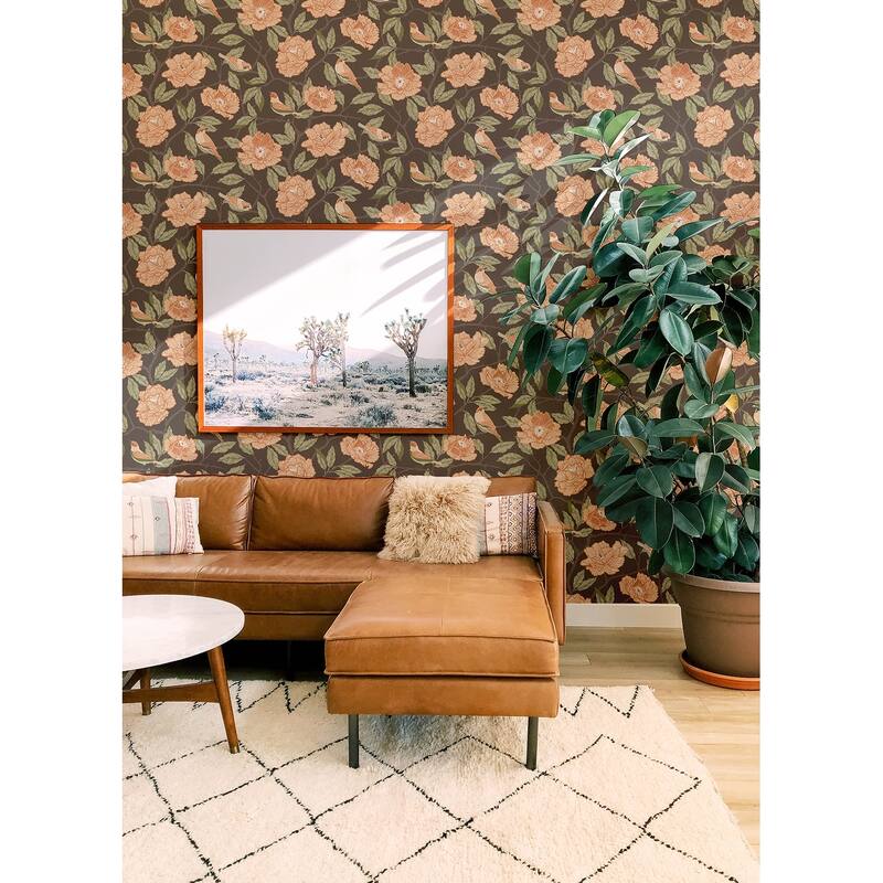 A-Street Prints Bernadina Black Rosebush Wallpaper