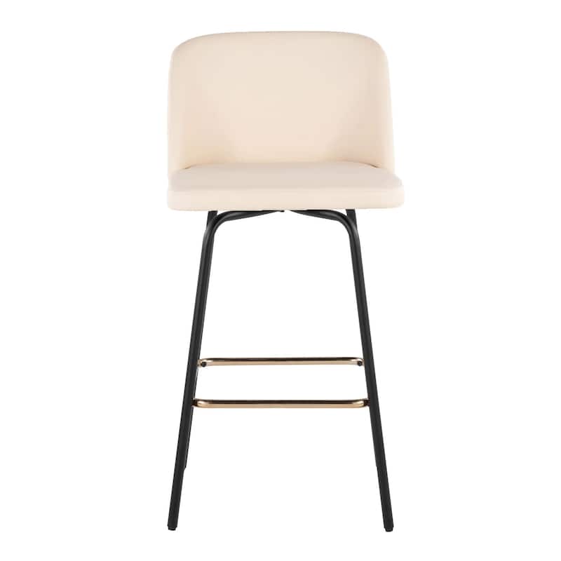 Porch & Den Vallberga 26" Counter Stool with Metal Legs & Square Footrest (Set of 2)