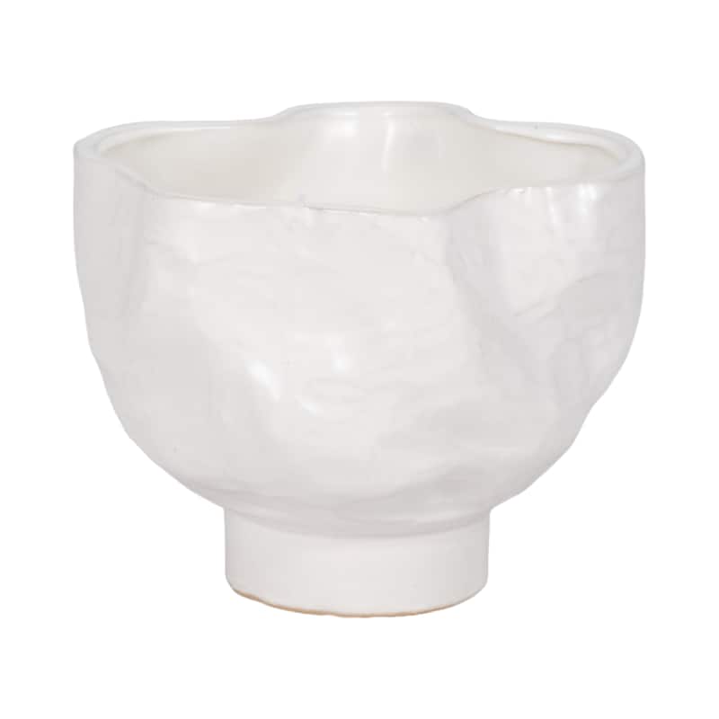 Sagebrook Home Ceramic Soy Wax Candle for Serene Outdoor Ambience - 6" x 6" x 5" - 6" x 6" x 5" - Marbled White