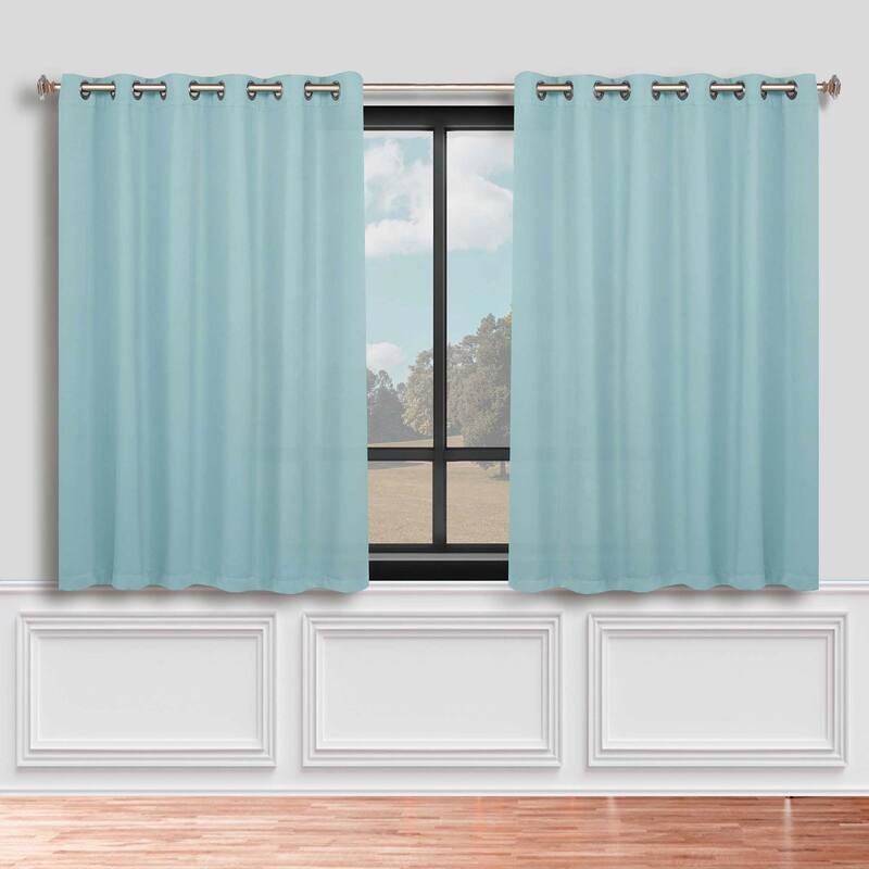 Superior Solid Machine Washable Room Darkening Grommet Blackout Curtains, Set of 2