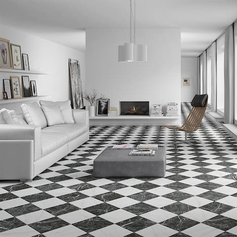 Merola Tile Merzoni Checker Ruzzini 17.75" x17.75" Porcelain Floor and Wall Tile