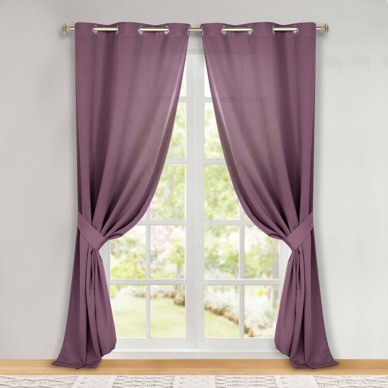 Superior Solid Machine Washable Room Darkening Grommet Blackout Curtains, Set of 2