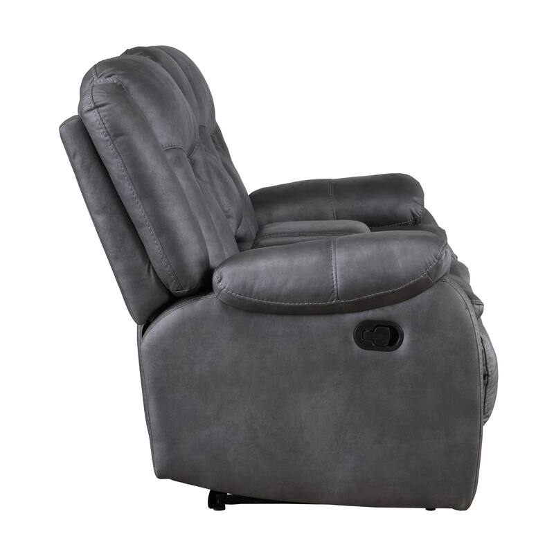 Olaf Dual Manual Recliner Loveseat, Dark Gray Faux Leather 77 Inch